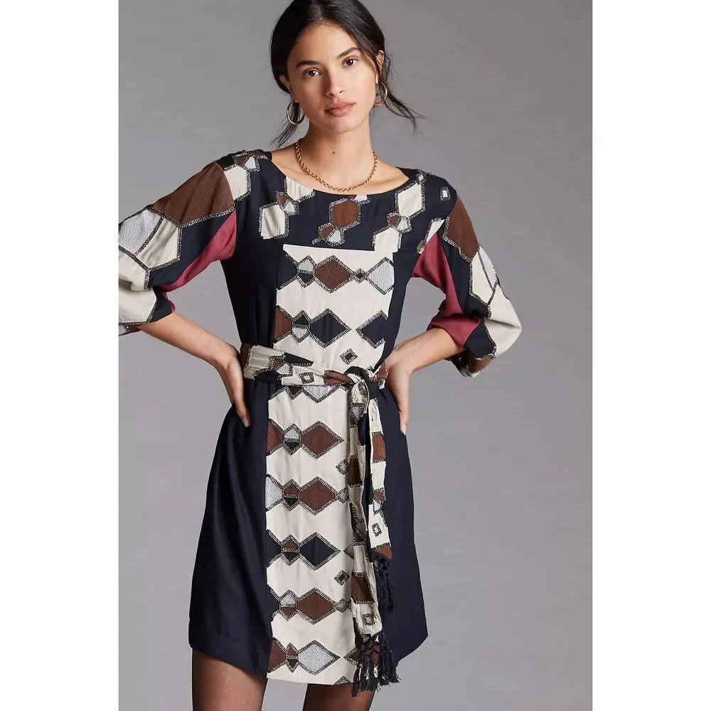 New Anthropologie Beaded Shift Mini Dress sz M
